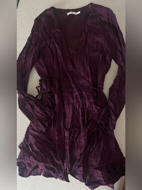 Deep purple/plum Mi ami Wrap dress with ruffle edge size small